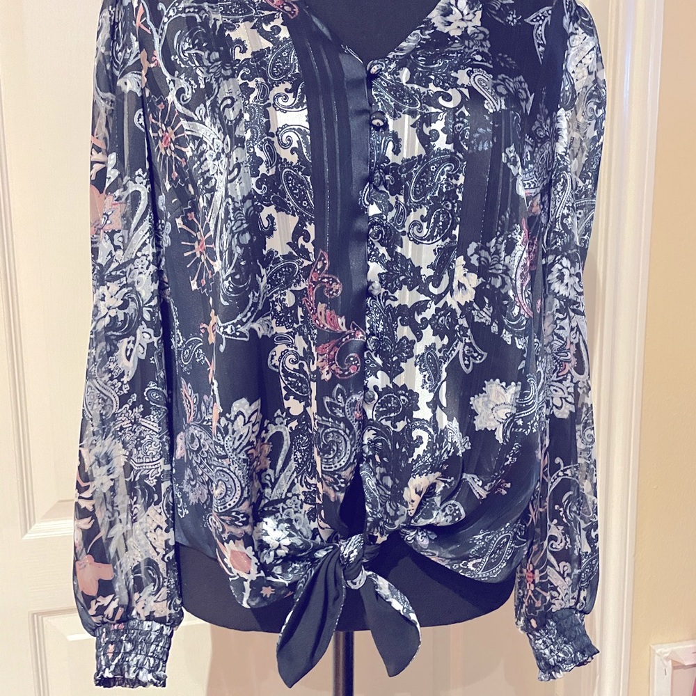 INC Blouse Floral / Navy Size M